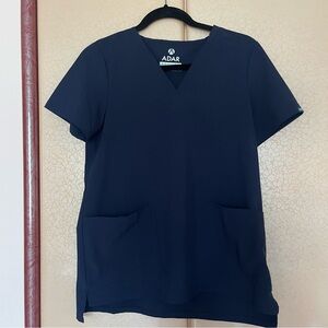 Navy blue Adar scrub top v neck multiple pockets